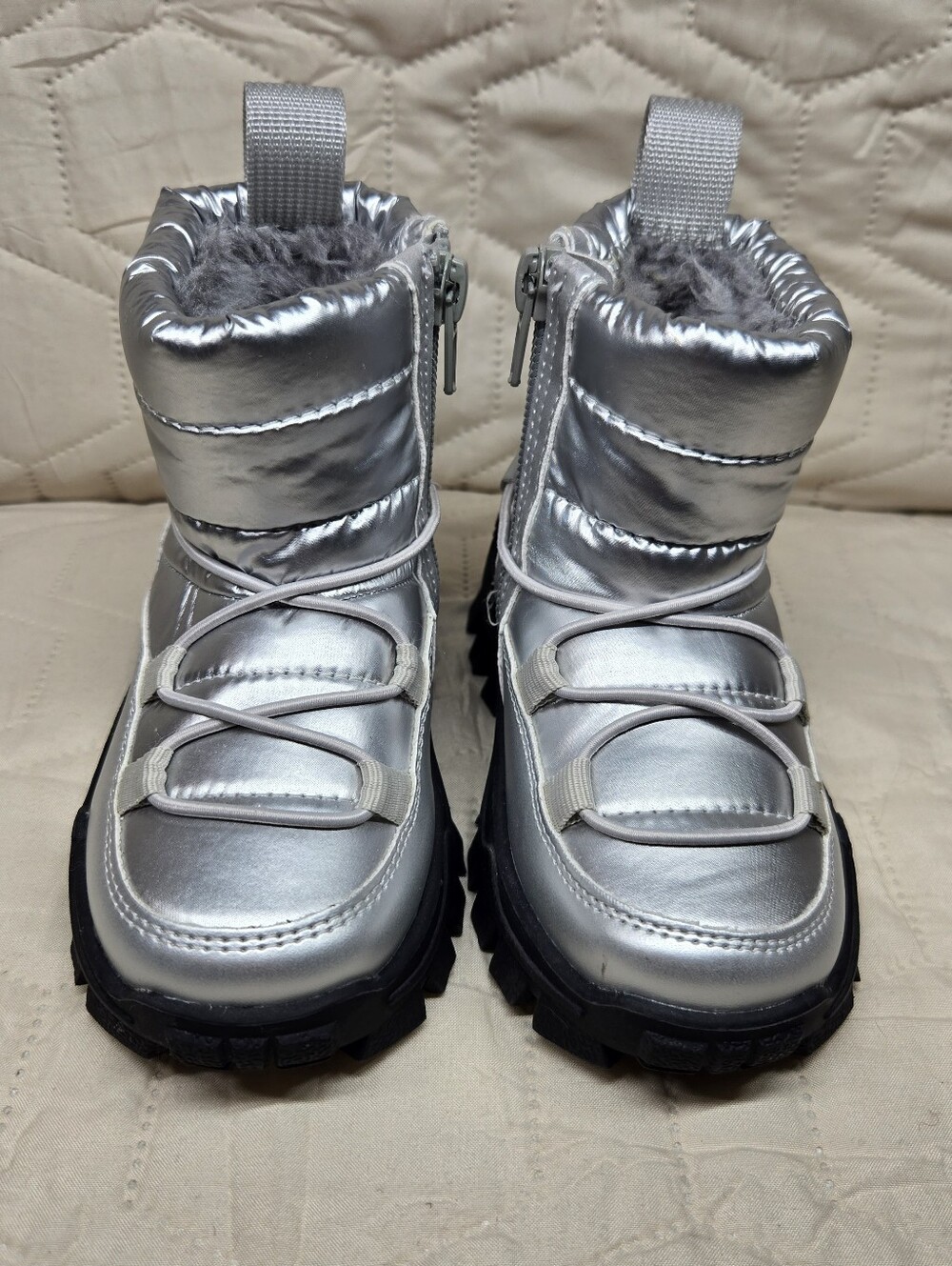 DREAM PAIRS - Kids Warm Rain/Snow Boots, Slip Resistant, Silver - Toddler size 7